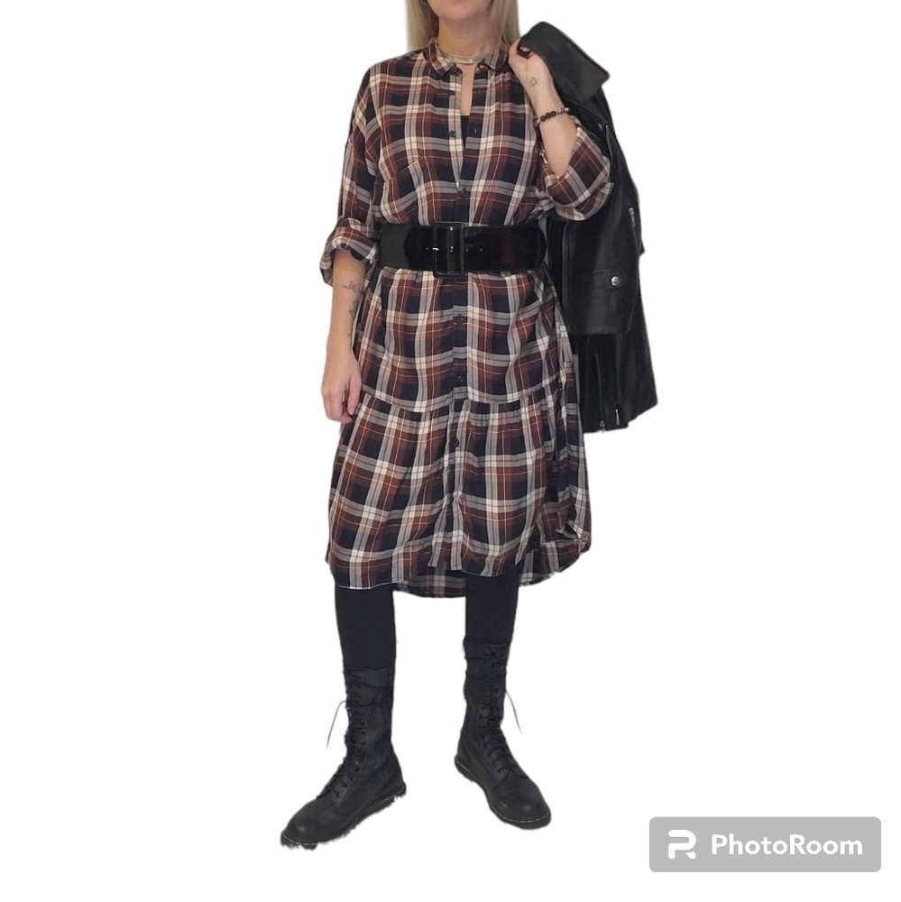 NEXT Streetware/Grunge plaid button down Relaxed dress size oversize M